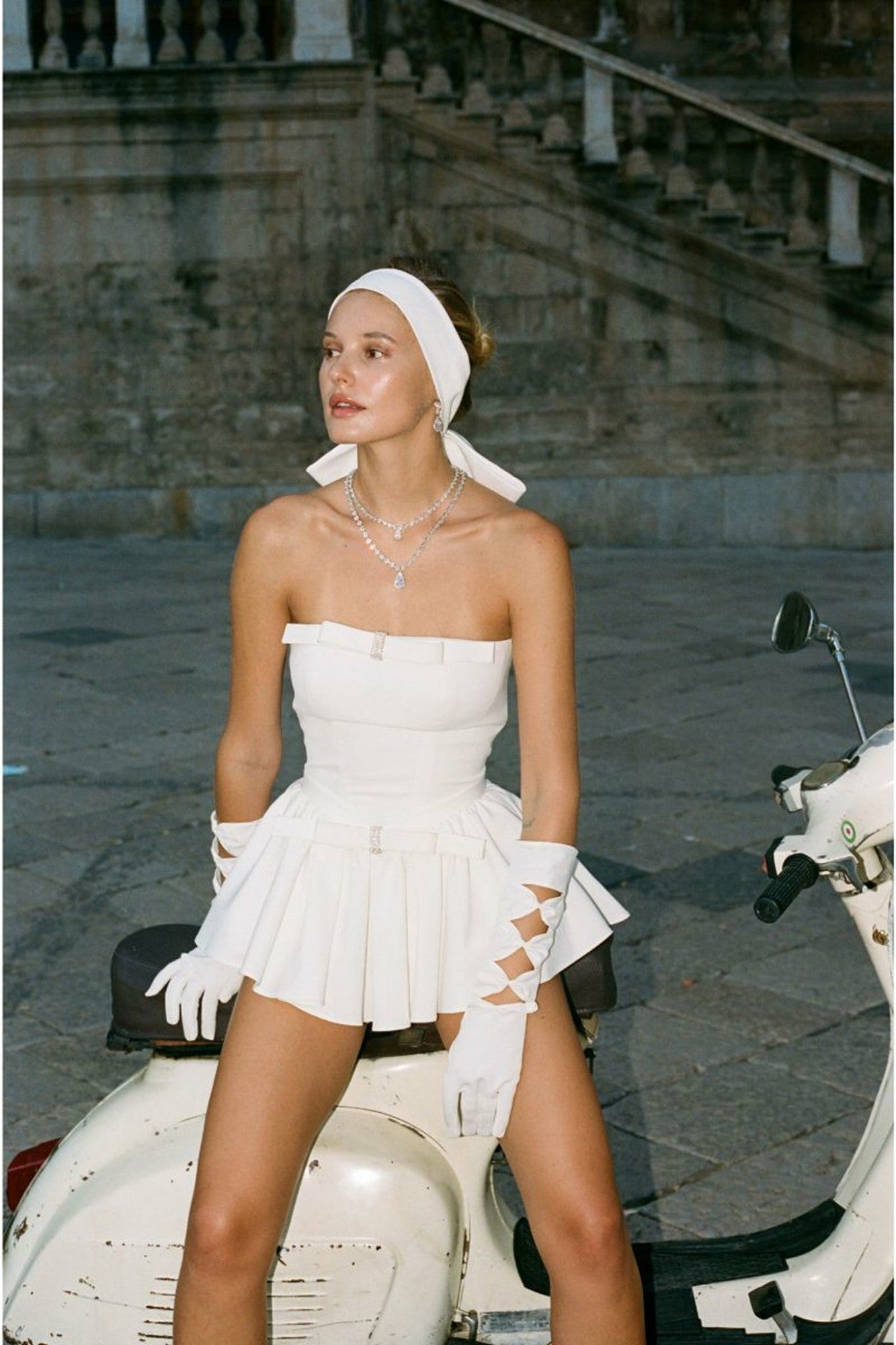Nana Jacqueline Giselle Bow Jumpsuit: White Jumpsuit for Engagement Party White