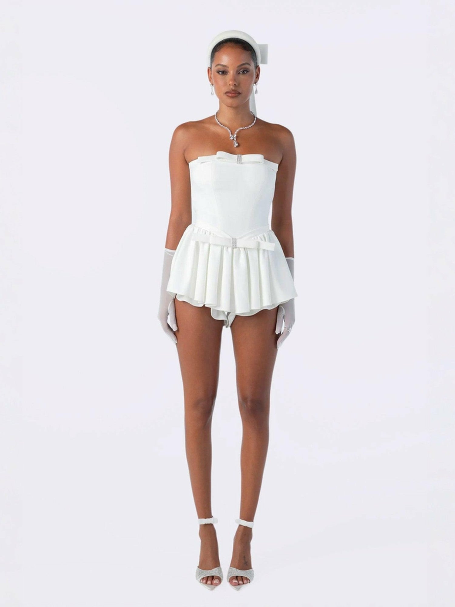 Nana Jacqueline Giselle Bow Jumpsuit: White Jumpsuit for Engagement Party White