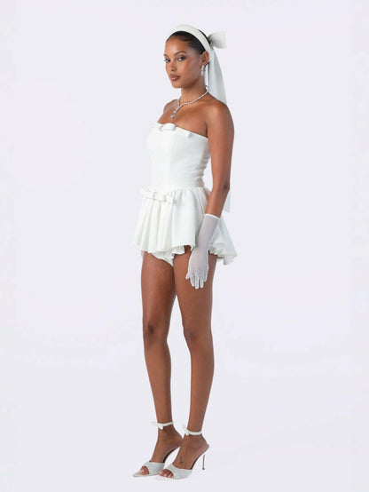 Nana Jacqueline Giselle Bow Jumpsuit: White Jumpsuit for Engagement Party White