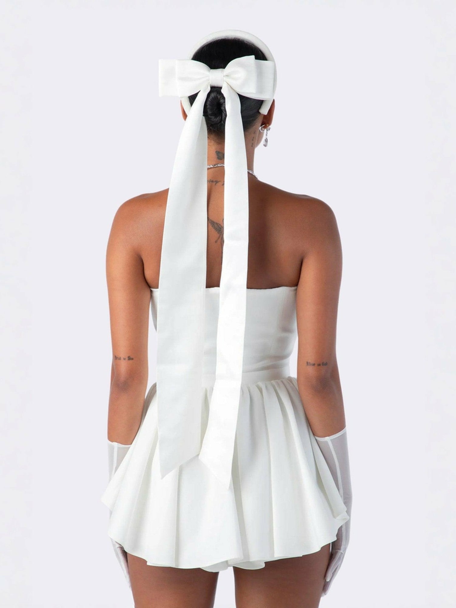 Nana Jacqueline Giselle Bow Jumpsuit: White Jumpsuit for Engagement Party White