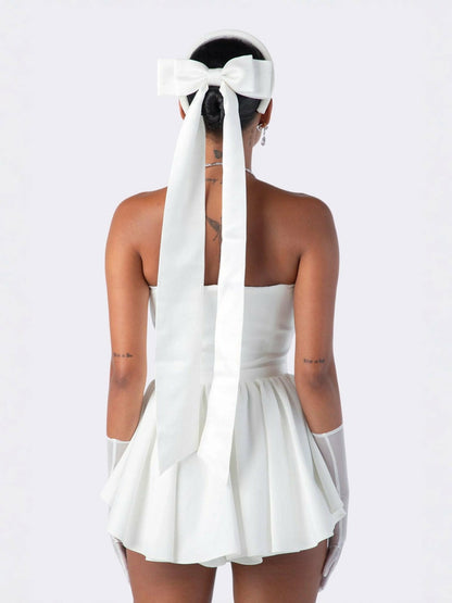 Nana Jacqueline Giselle Bow Jumpsuit: White Jumpsuit for Engagement Party White
