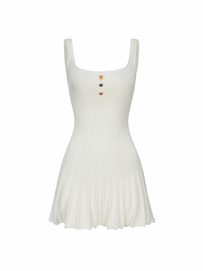 Nana Jacqueline Janelle Knit Dress: White Mini Dress for Bridal Shower White