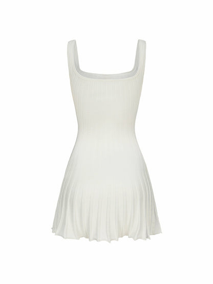 Nana Jacqueline Janelle Knit Dress: White Mini Dress for Bridal Shower White