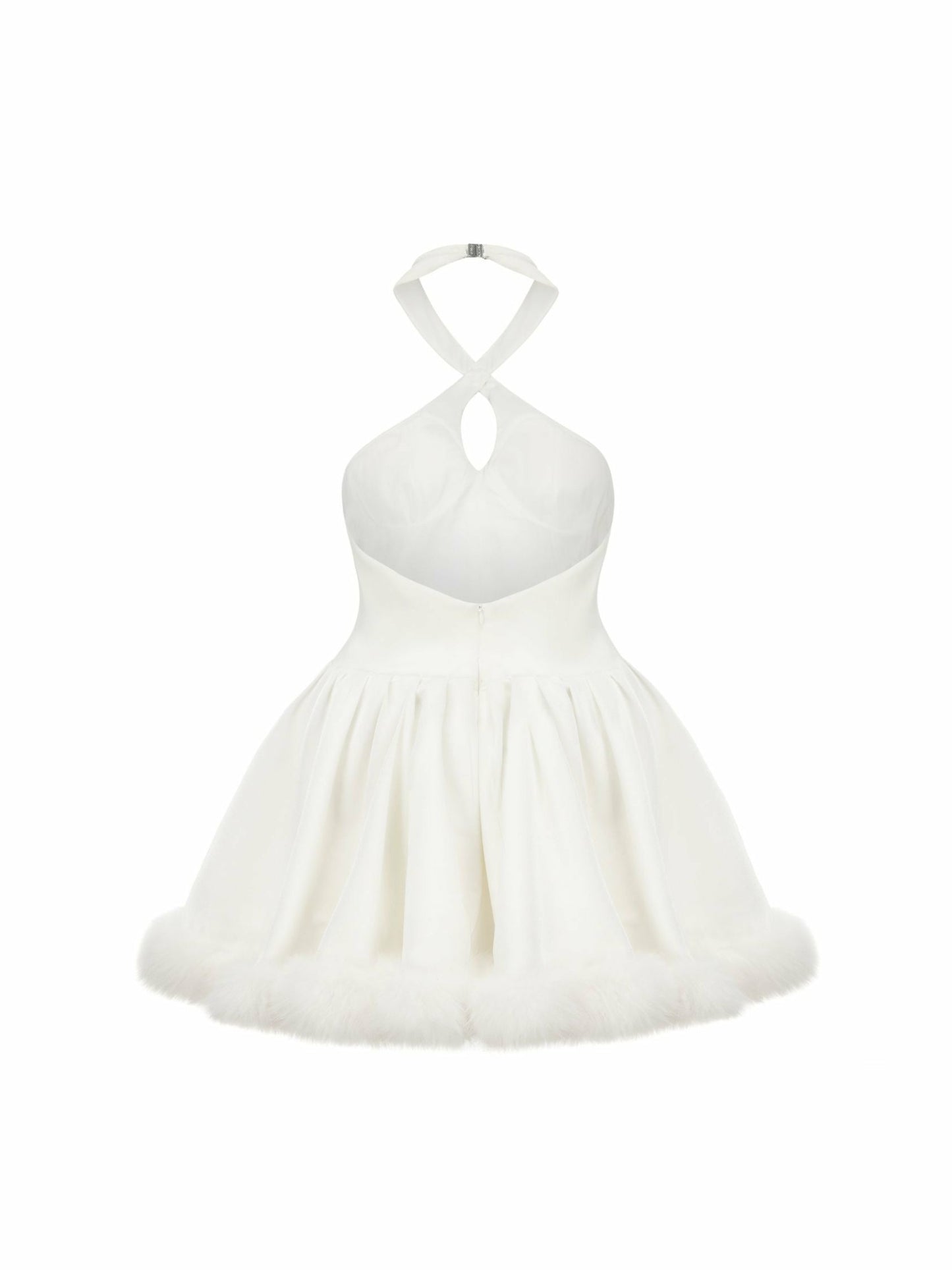 Nana Jacqueline Juliet Velvet Halter Dress: White Mini Dress for Bridal Shower White