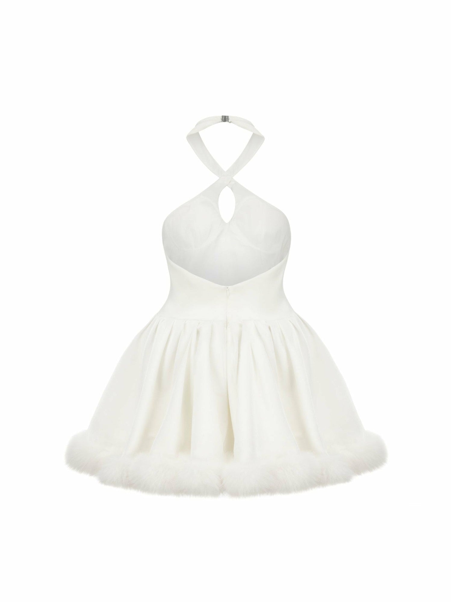 Nana Jacqueline Juliet Velvet Halter Dress: White Mini Dress for Bridal Shower White