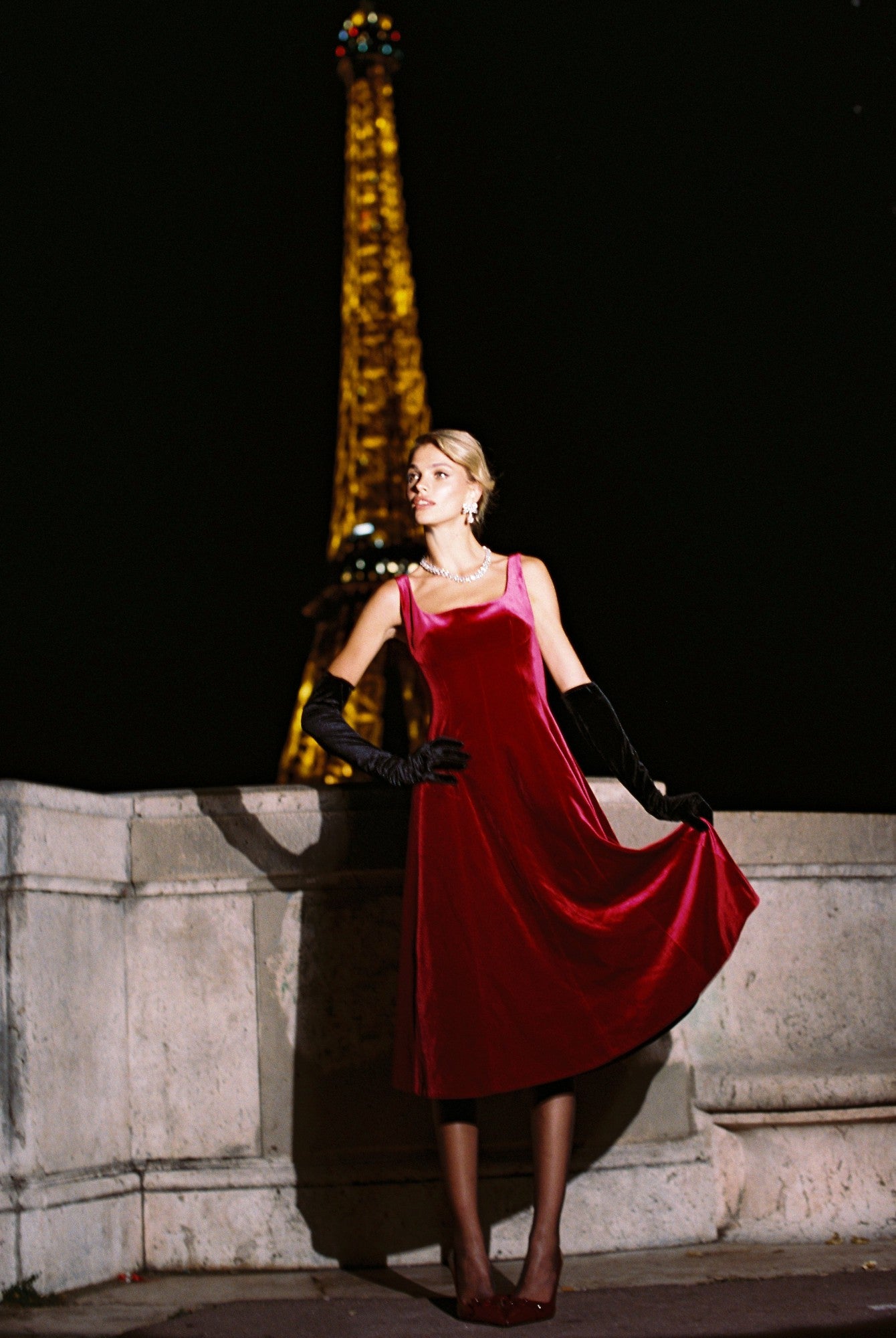 Nana Jacqueline Eleanora Velvet Maxi Dress: Red Maxi Dress for Formal Events Red
