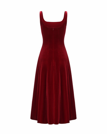Nana Jacqueline Eleanora Velvet Maxi Dress: Red Maxi Dress for Formal Events Red