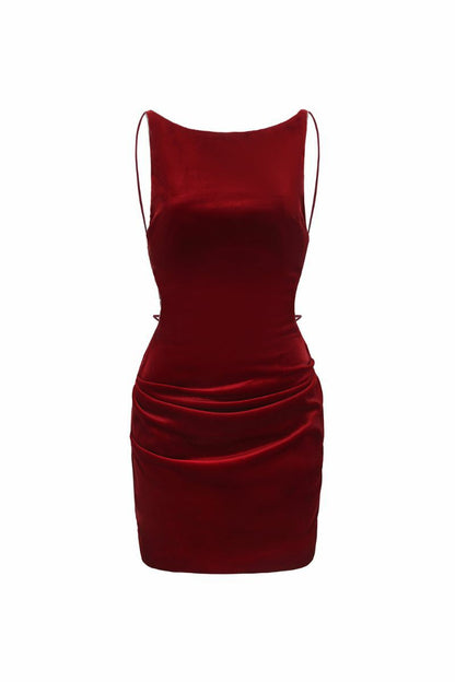 Nana Jacqueline Lucia Velvet Dress: Red Mini Dress for Cocktail Party Red