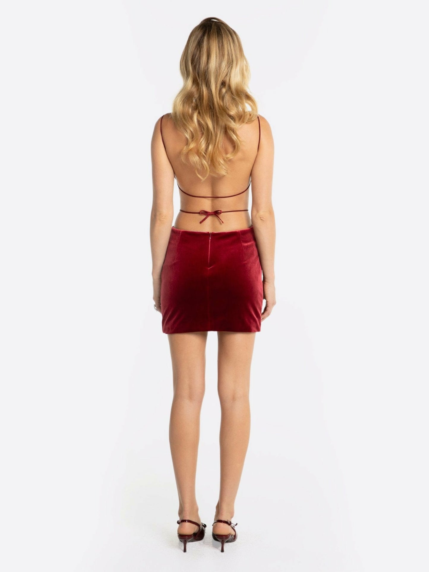 Nana Jacqueline Lucia Velvet Dress: Red Mini Dress for Cocktail Party Red