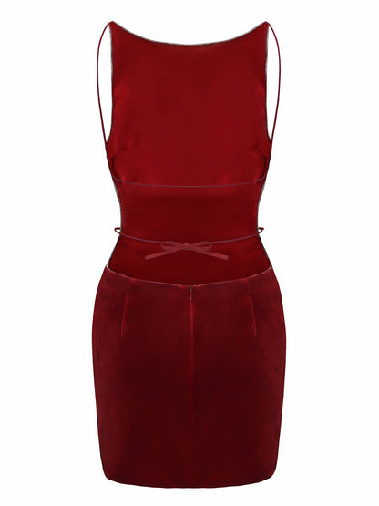 Nana Jacqueline Lucia Velvet Dress: Red Mini Dress for Cocktail Party Red