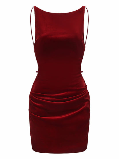 Nana Jacqueline Lucia Velvet Dress: Red Mini Dress for Cocktail Party Red