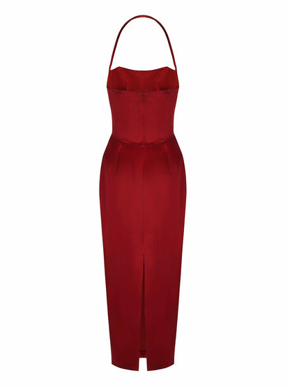 Nana Jacqueline Serena Dress: Red Midi Dress for Cocktail Party Red