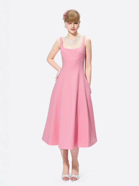 Nana Jacqueline Josephine Dress: Pink Midi Dress for Garden Parties Pink
