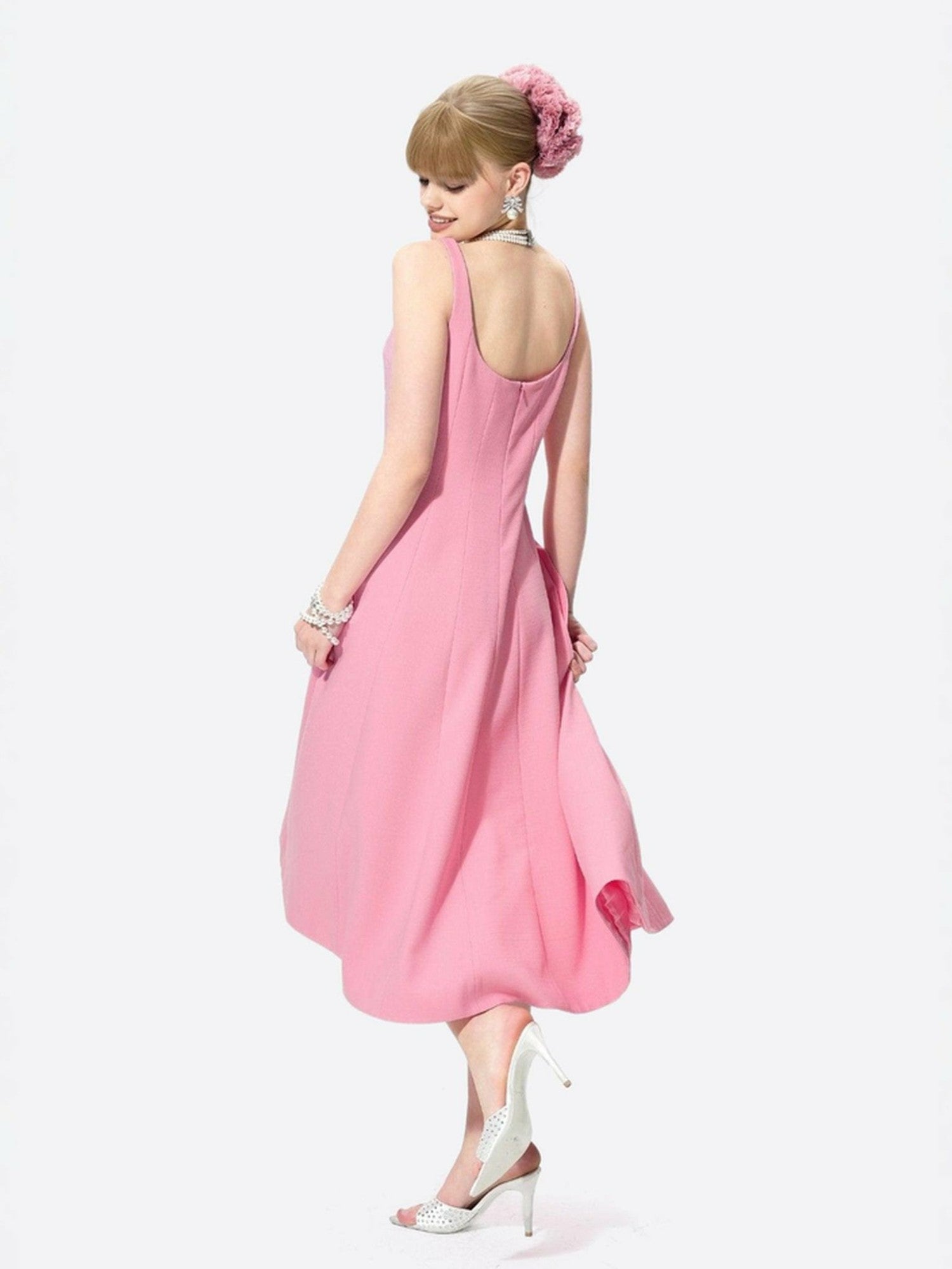 Nana Jacqueline Josephine Dress: Pink Midi Dress for Garden Parties Pink