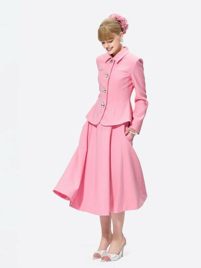 Nana Jacqueline Josephine Dress: Pink Midi Dress for Garden Parties Pink