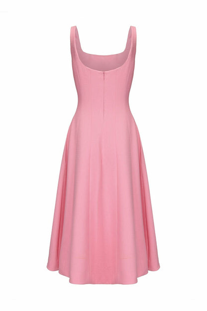 Nana Jacqueline Josephine Dress: Pink Midi Dress for Garden Parties Pink