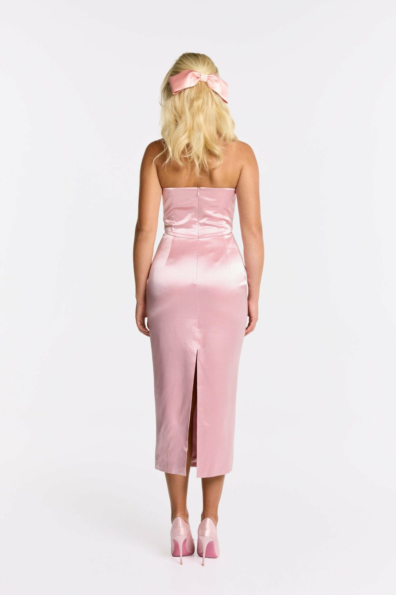 Nana Jacqueline Serena Dress: Pink Midi Dress for Garden Wedding Guest Pink