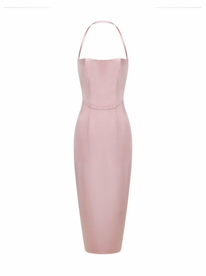Nana Jacqueline Serena Dress: Pink Midi Dress for Garden Wedding Guest Pink