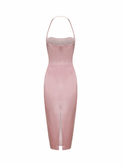 Nana Jacqueline Serena Dress: Pink Midi Dress for Garden Wedding Guest Pink