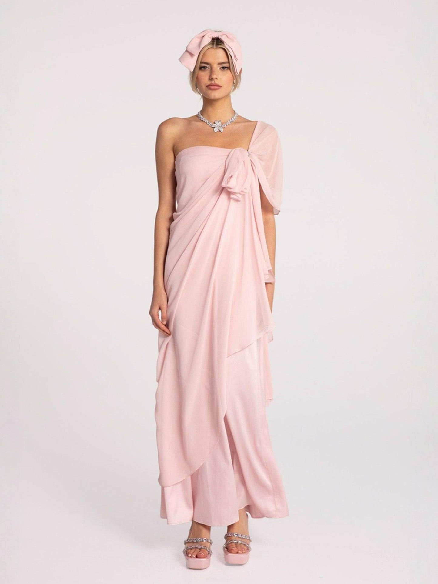 Nana Jacqueline Lindsey Dress: Pink Midi Dress for Garden Wedding Guest Pink