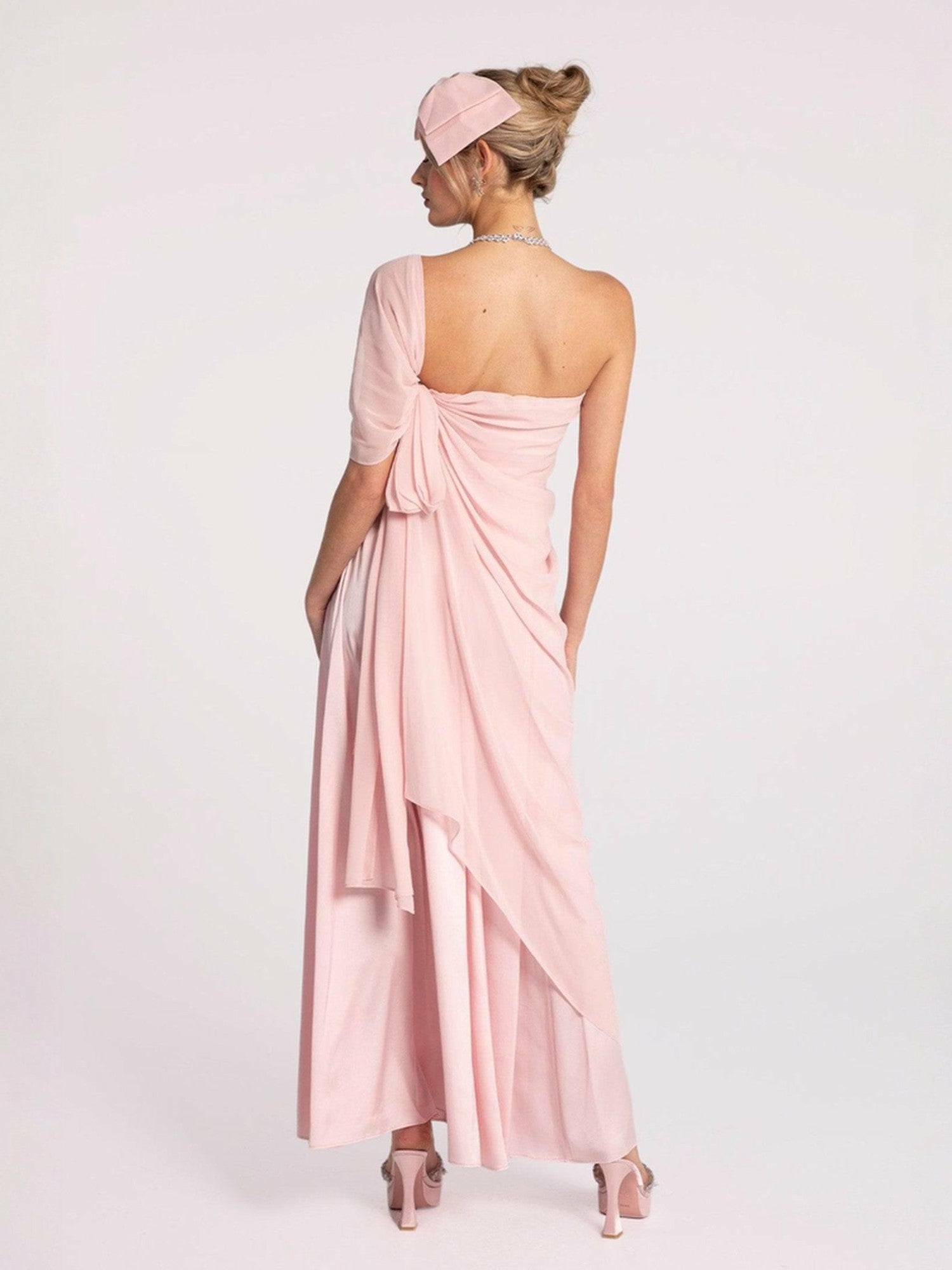 Nana Jacqueline Lindsey Dress: Pink Midi Dress for Garden Wedding Guest Pink
