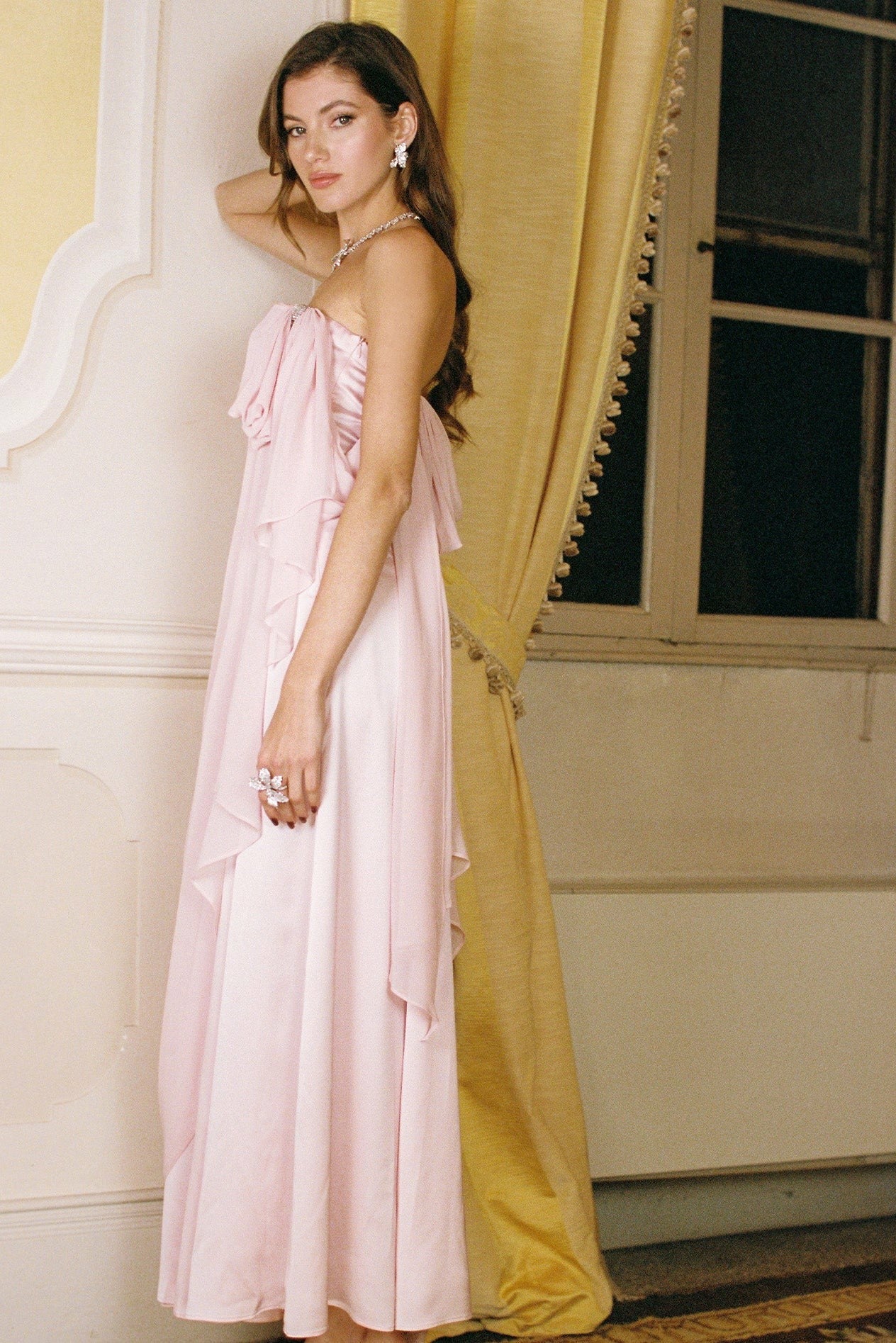 Nana Jacqueline Lindsey Dress: Pink Midi Dress for Garden Wedding Guest Pink