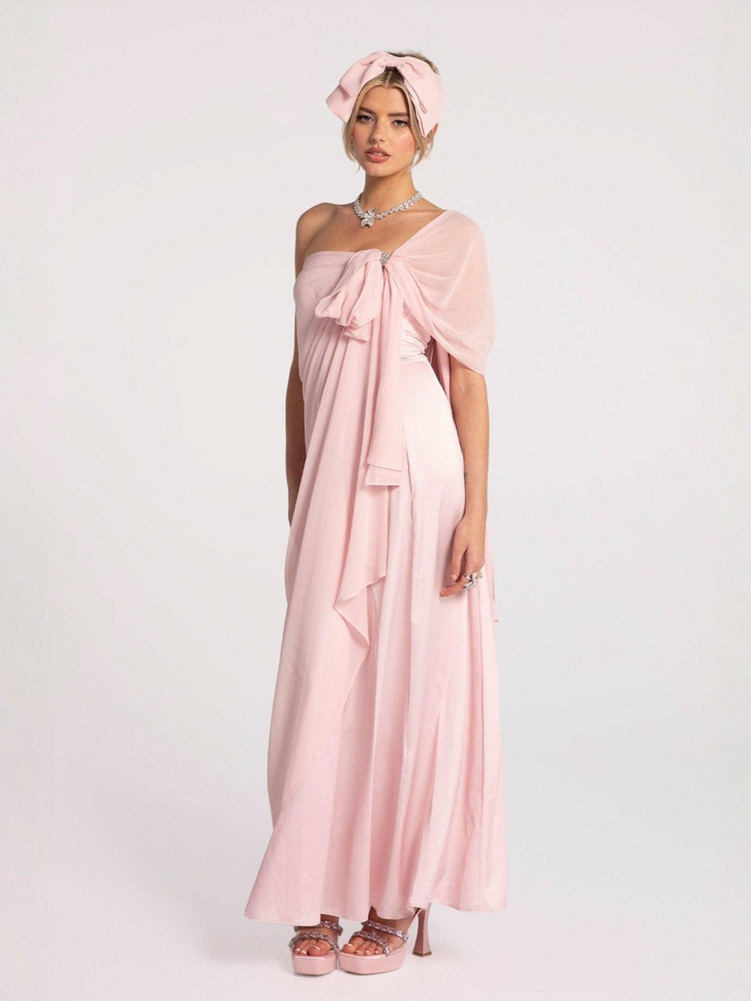 Nana Jacqueline Lindsey Dress: Pink Midi Dress for Garden Wedding Guest Pink