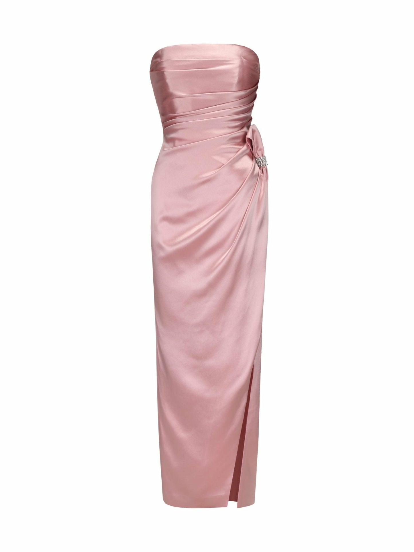 Nana Jacqueline Emilia Satin Dress: Pink Maxi Dress for Formal Wedding Guest Pink
