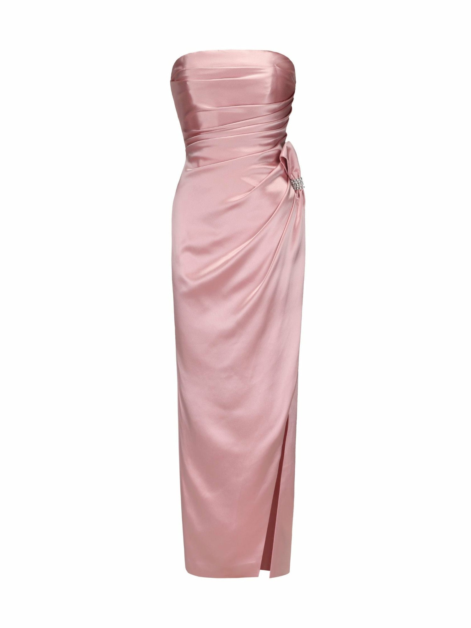Nana Jacqueline Emilia Satin Dress: Pink Maxi Dress for Formal Wedding Guest Pink