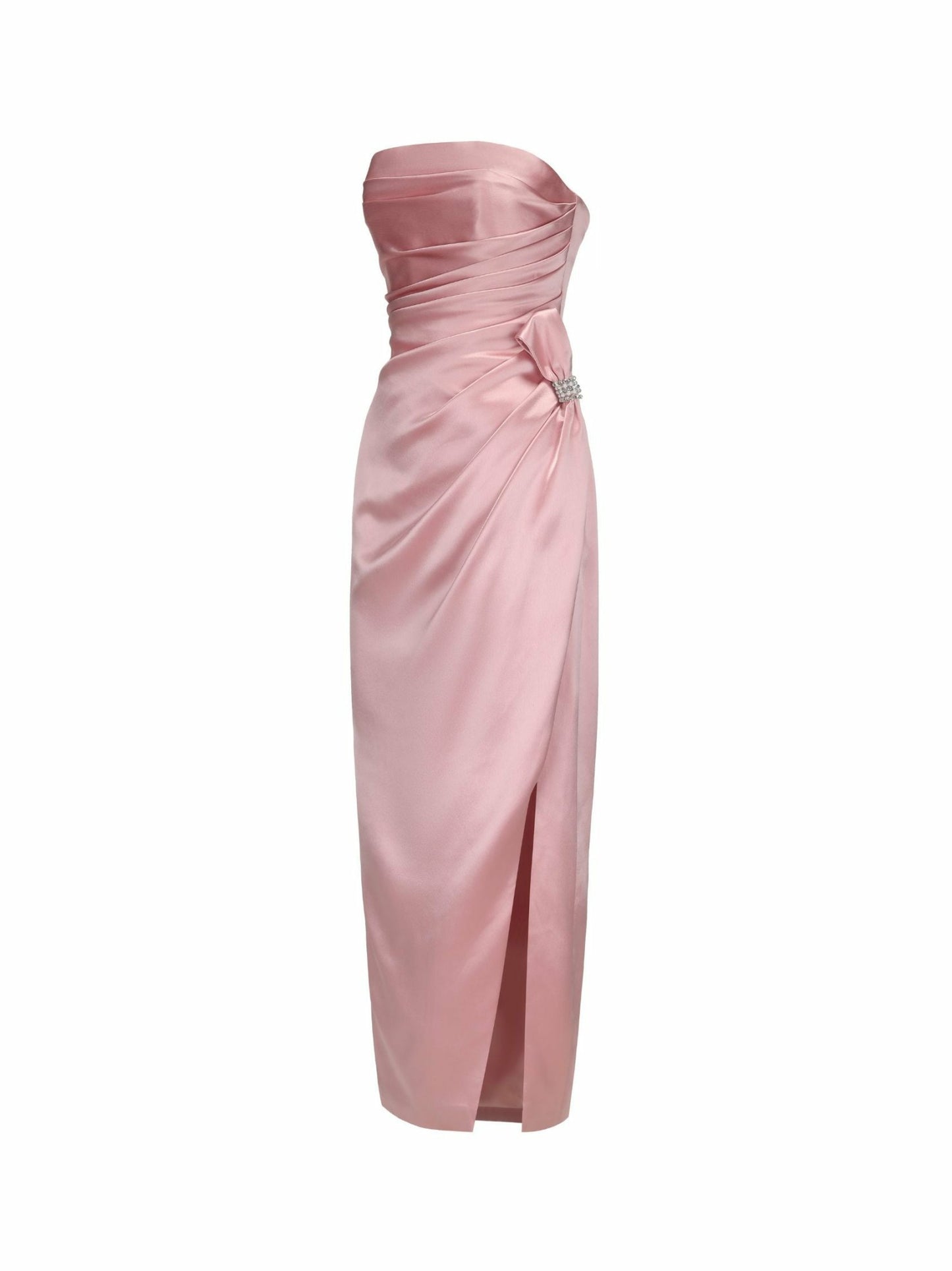 Nana Jacqueline Emilia Satin Dress: Pink Maxi Dress for Formal Wedding Guest Pink