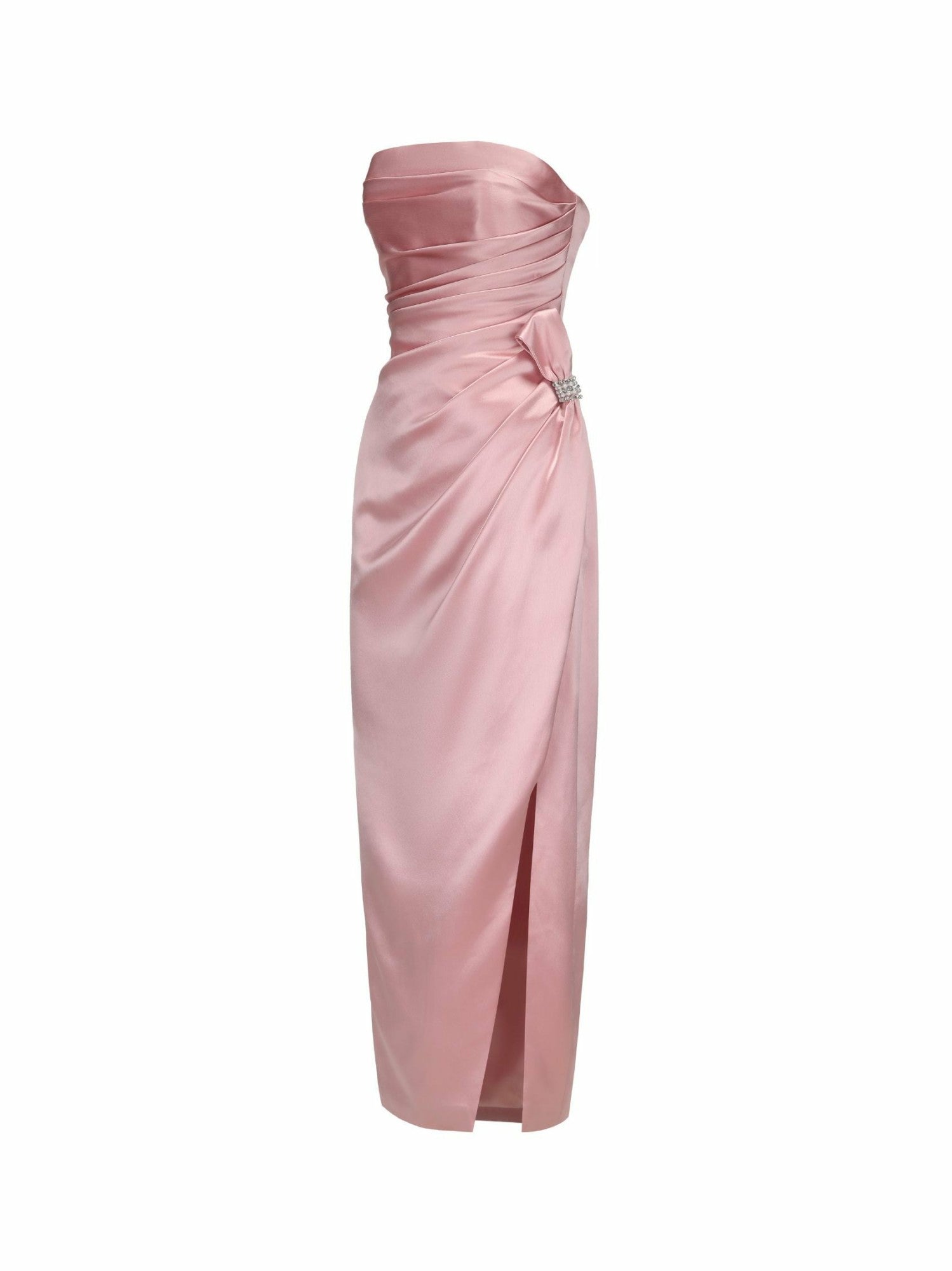 Nana Jacqueline Emilia Satin Dress: Pink Maxi Dress for Formal Wedding Guest Pink