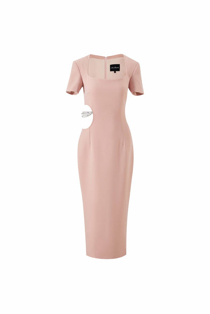 Nana Jacqueline Zoe Dress: Pink Midi Dress for Cocktail Party Pink