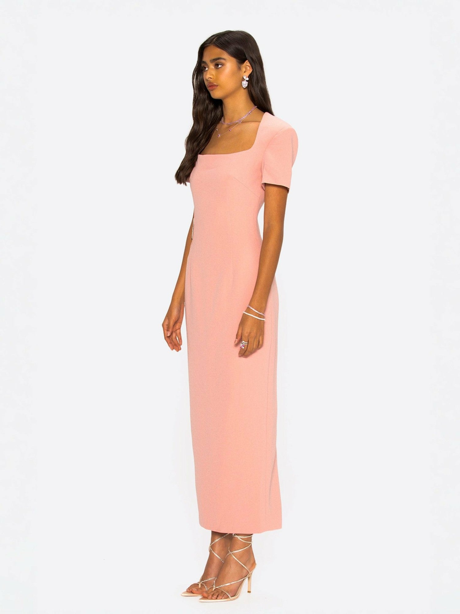 Nana Jacqueline Zoe Dress: Pink Midi Dress for Cocktail Party Pink