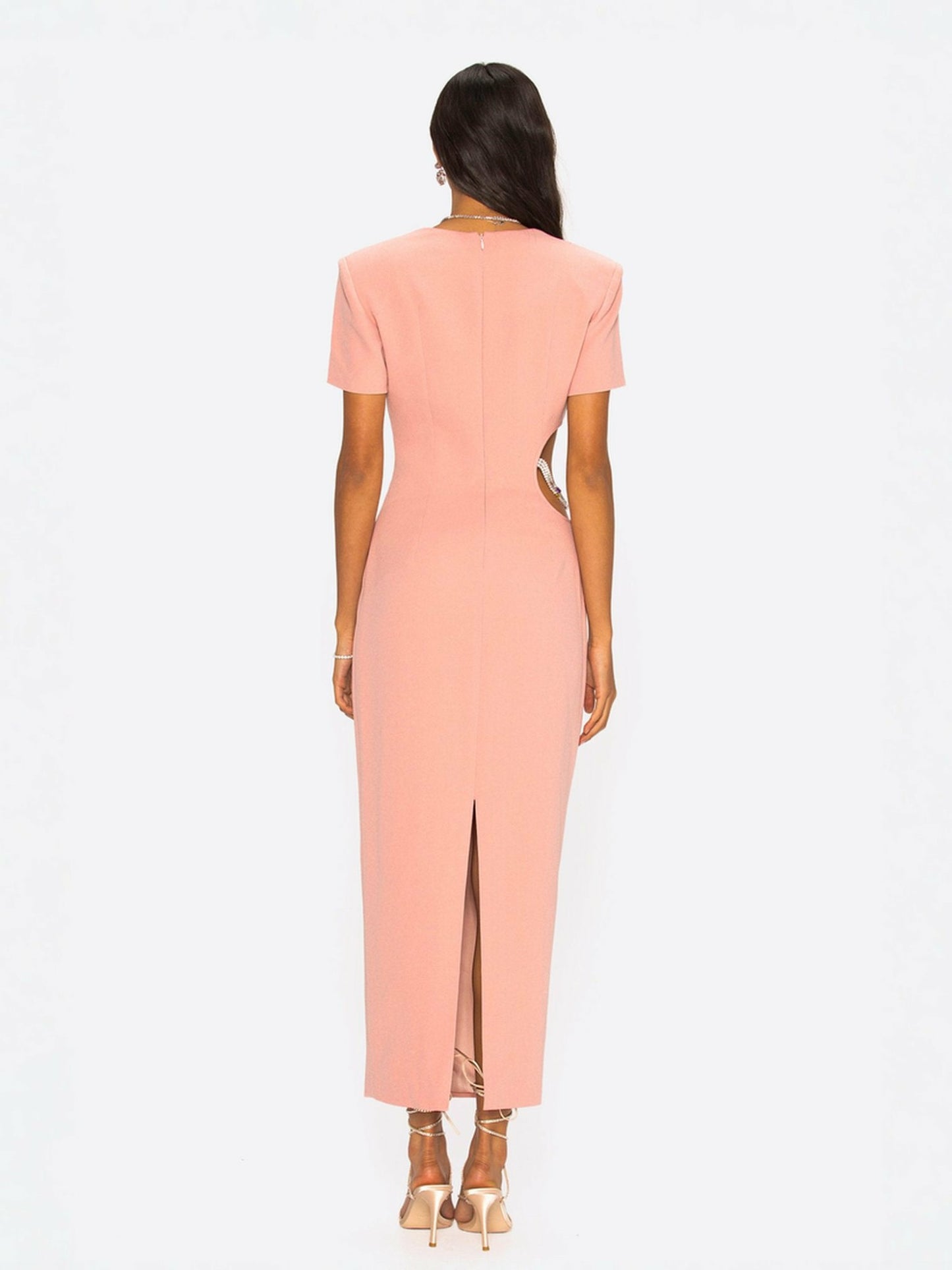 Nana Jacqueline Zoe Dress: Pink Midi Dress for Cocktail Party Pink