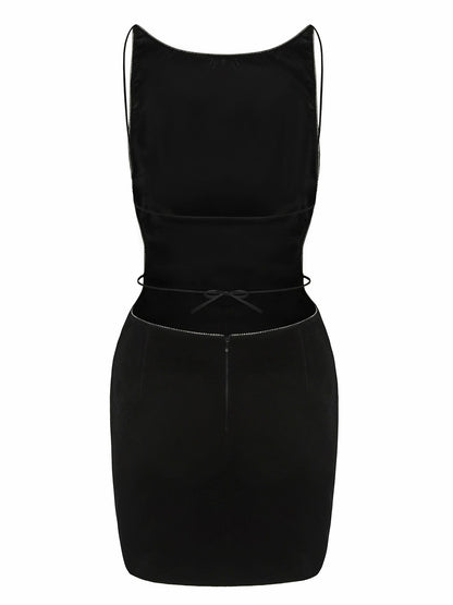 Nana Jacqueline Lucia Velvet Dress: Black Mini Dress for Cocktail Party Black