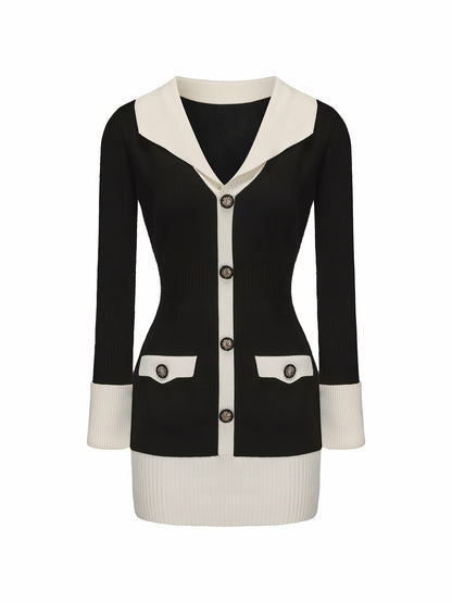 Nana Jacqueline Mia Knit Dress: Black Mini Dress for Date Night Black