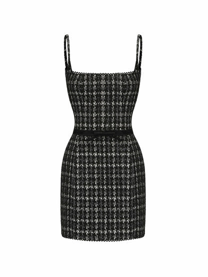 Nana Jacqueline Talia Tweed Dress: Black Mini Dress for Cocktail Party Black