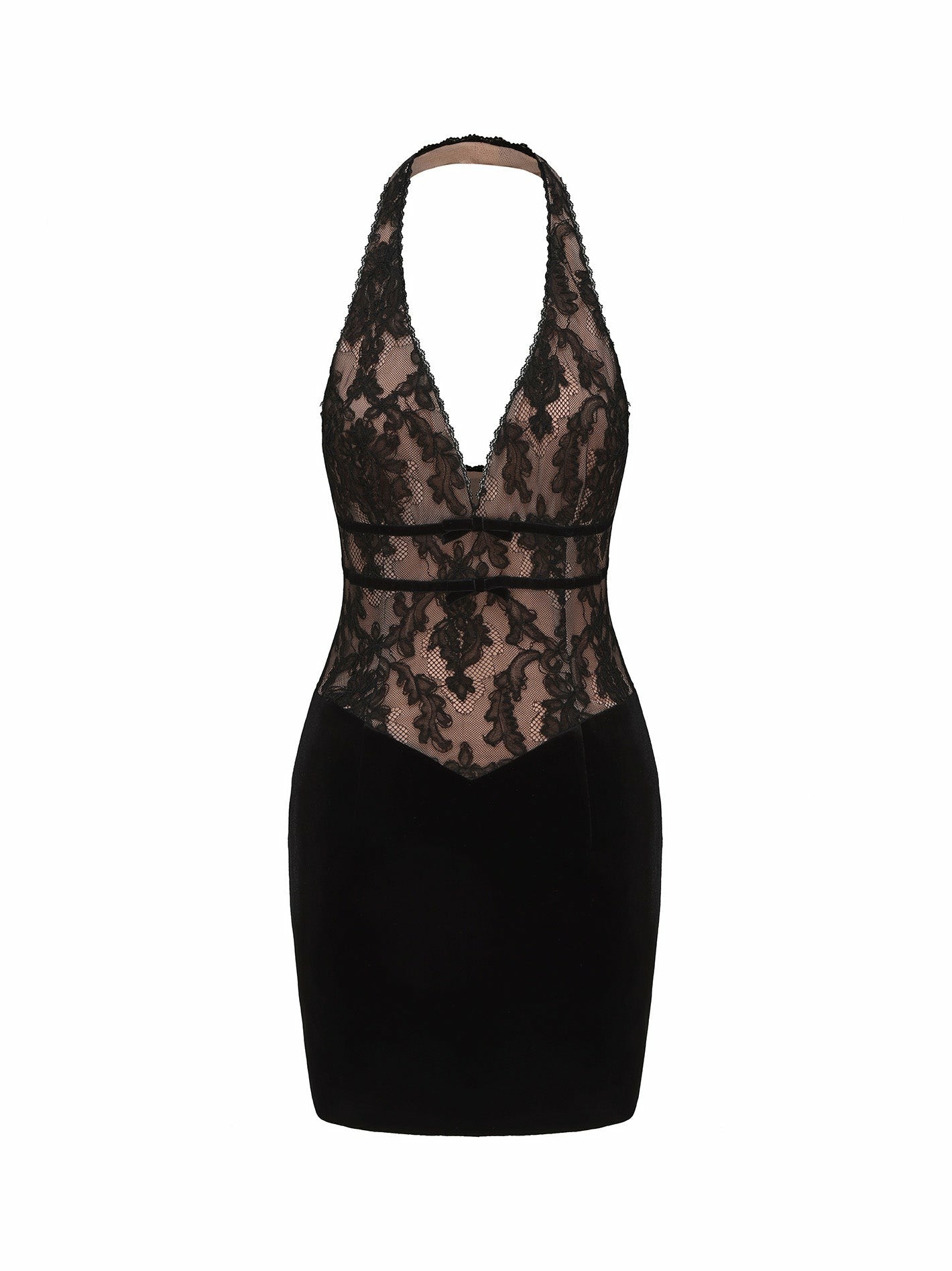 Nana Jacqueline Christi Velvet Dress: Black Mini Dress for Cocktail Party Black
