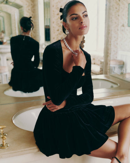 Nana Jacqueline Audrina Dress: Black Mini Dress for Cocktail Party Black