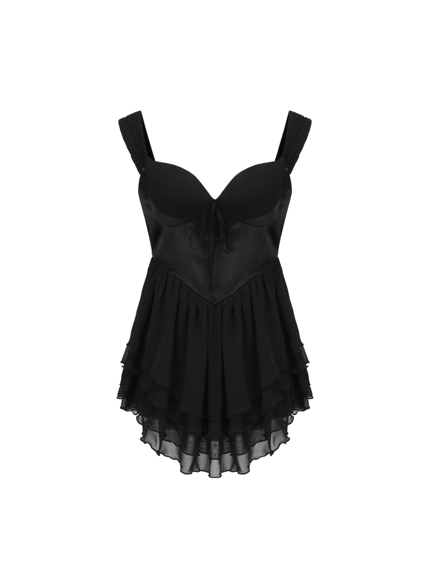 Nana Jacqueline Sheila Chiffon Dress: Black Mini Dress for Date Night Black