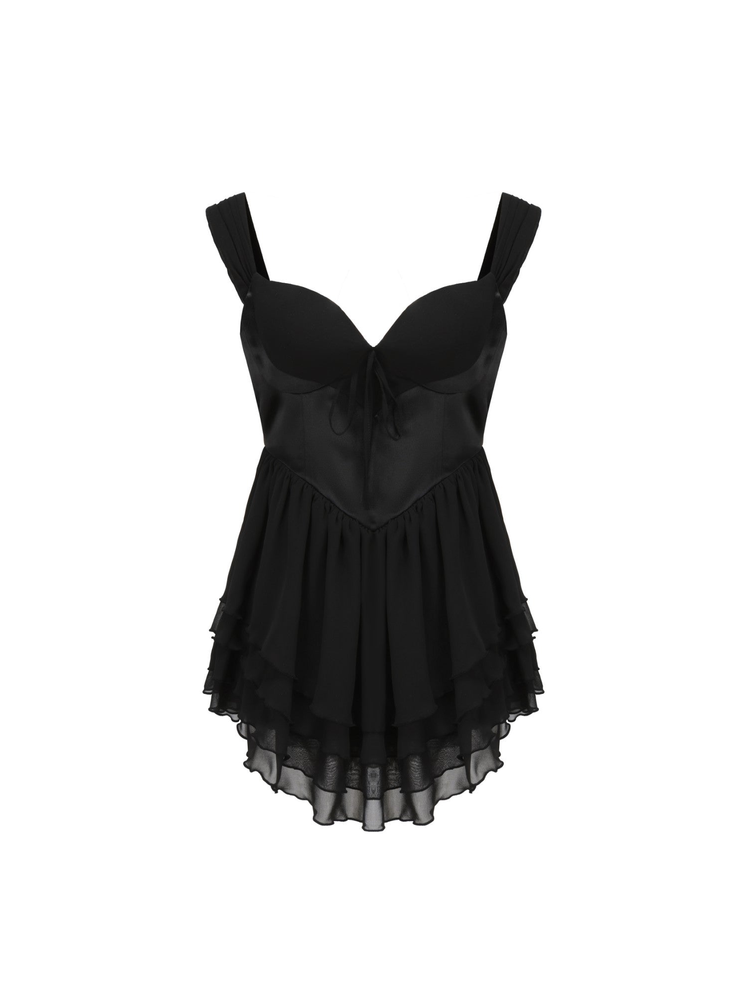 Nana Jacqueline Sheila Chiffon Dress: Black Mini Dress for Date Night Black
