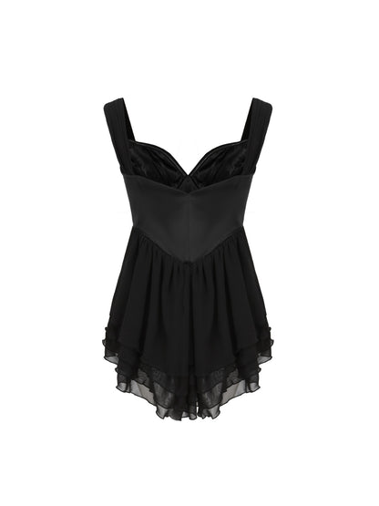 Nana Jacqueline Sheila Chiffon Dress: Black Mini Dress for Date Night Black