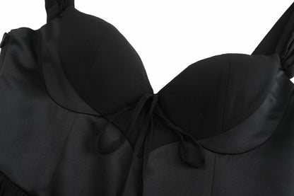 Nana Jacqueline Sheila Chiffon Dress: Black Mini Dress for Date Night Black