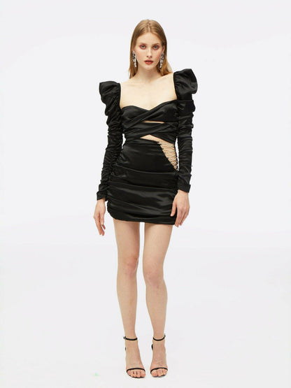 Nana Jacqueline Bonnie Dress: Black Mini Dress for Girls' Night Out Black