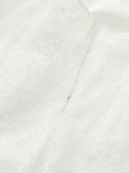 Nana Jacqueline Aurora Halter Lace White Dress White