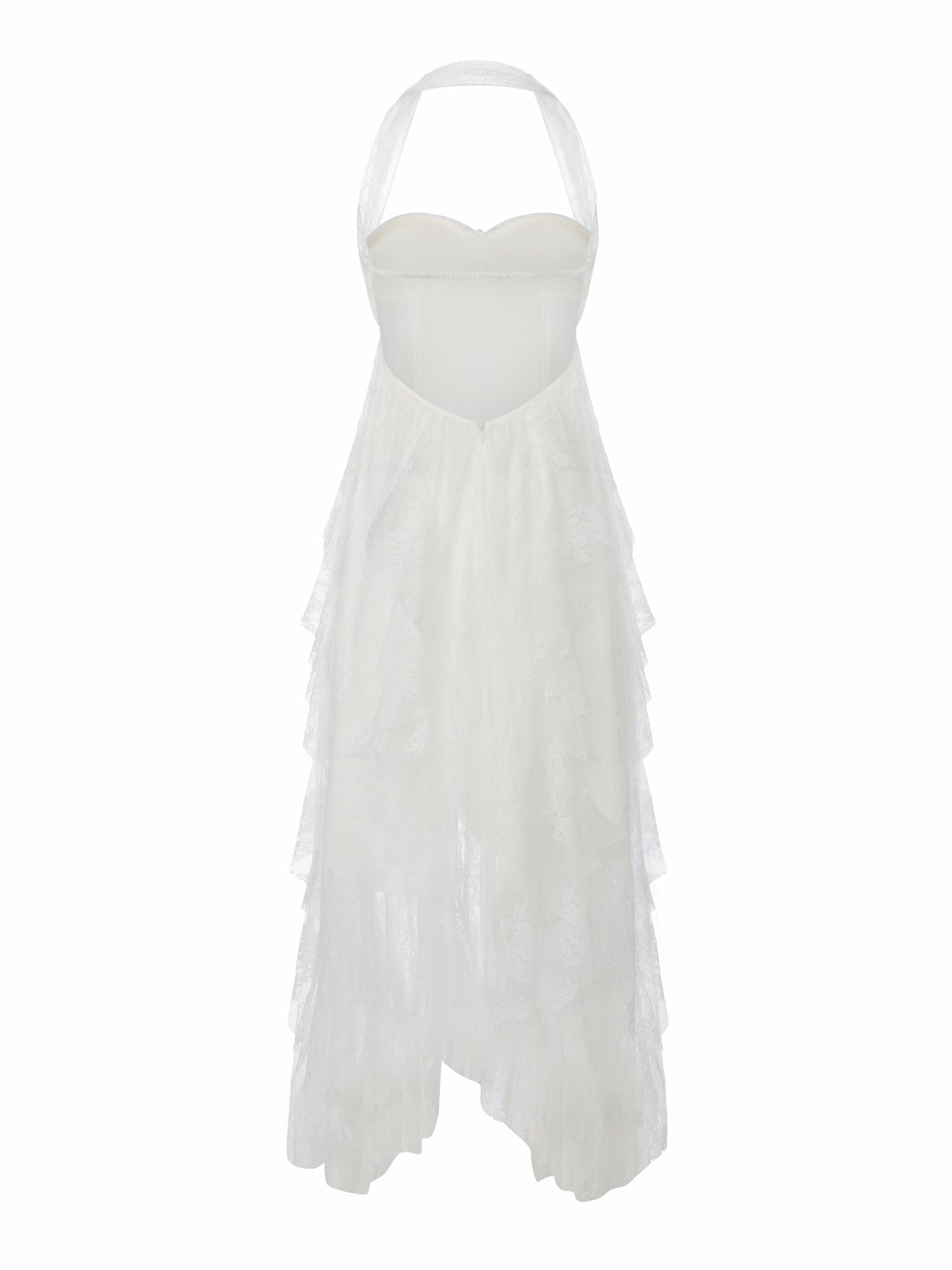 Nana Jacqueline Aurora Halter Lace White Dress White