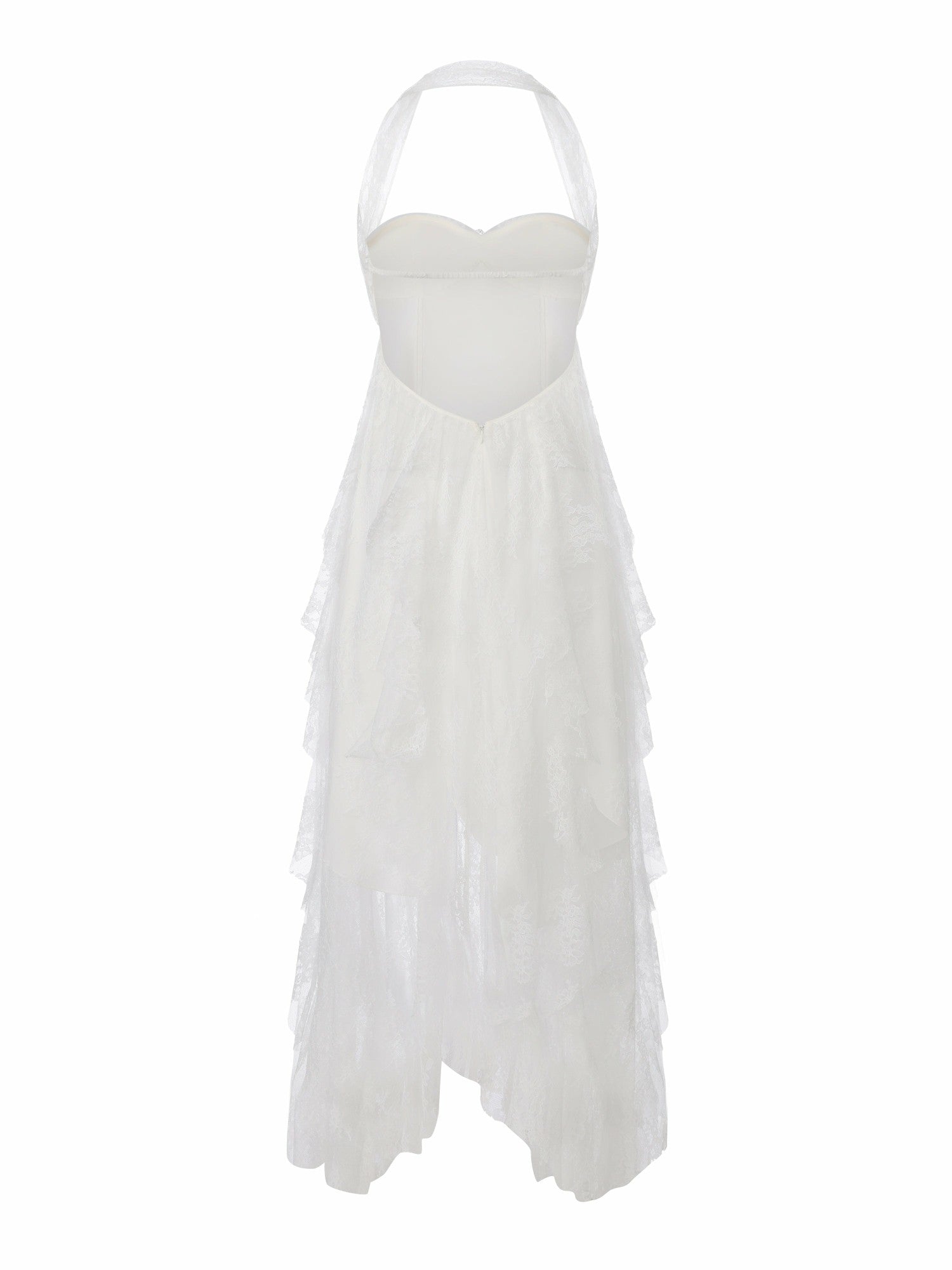 Nana Jacqueline Aurora Halter Lace White Dress White
