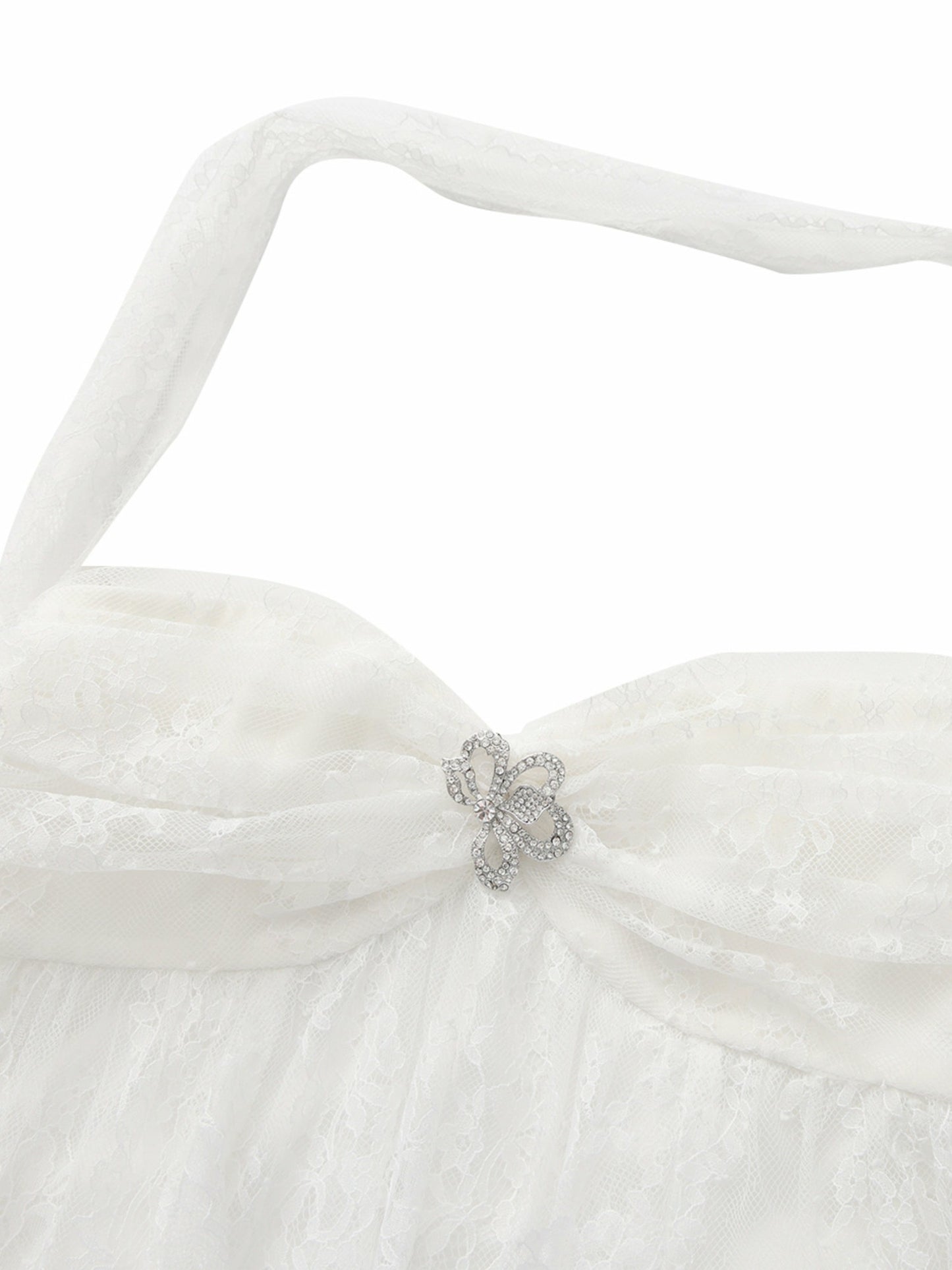 Nana Jacqueline Aurora Halter Lace White Dress White