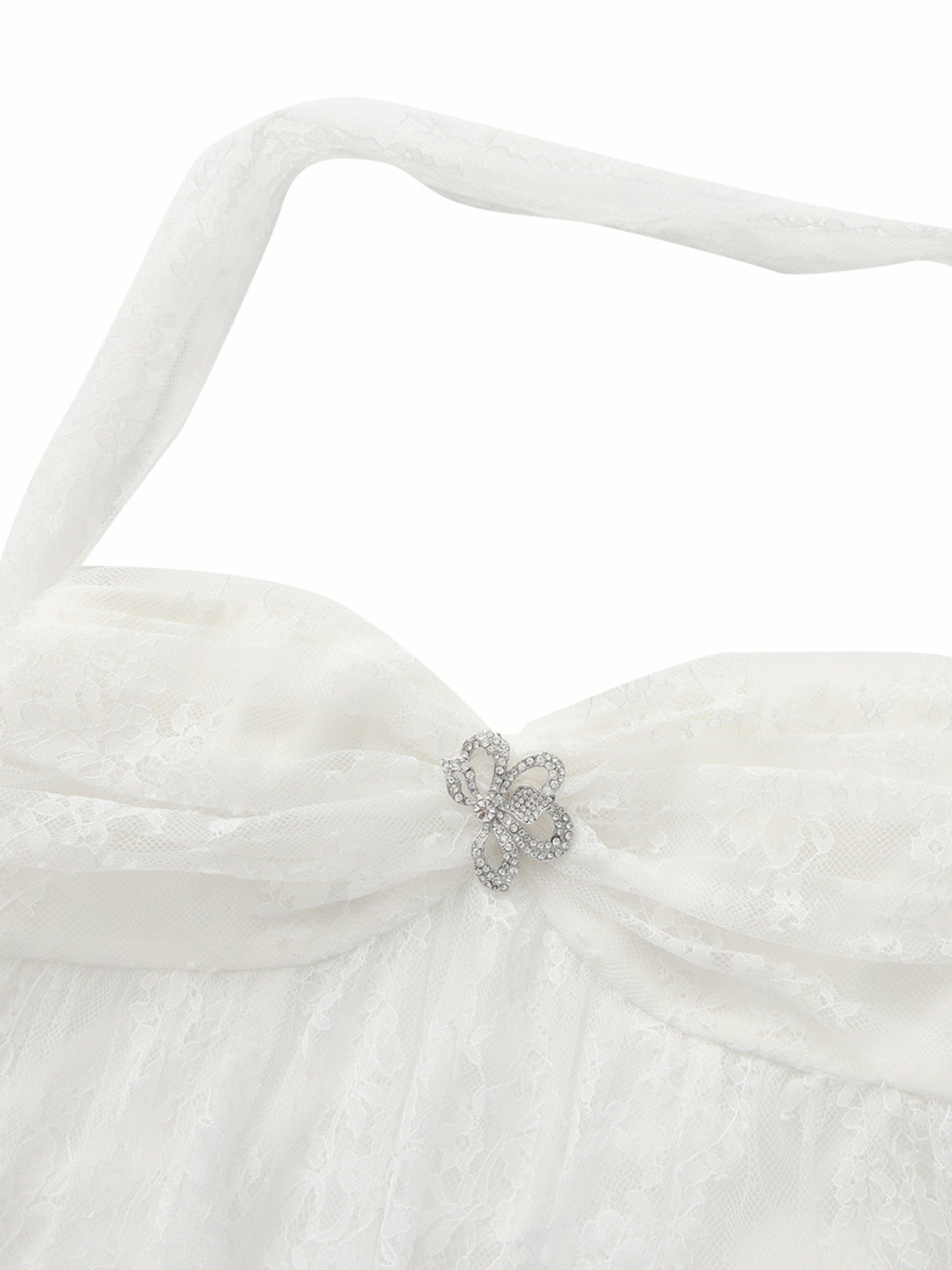 Nana Jacqueline Aurora Halter Lace White Dress White