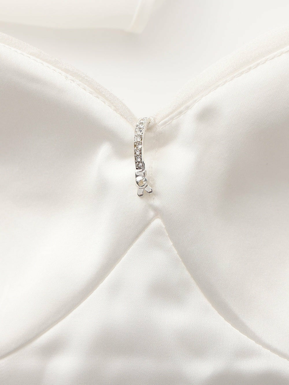 Nana Jacqueline White Satin Halter Top with Crystal Bow White